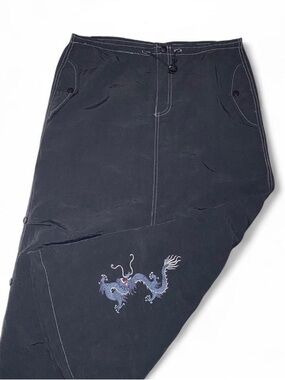 Vintage TAG RAG One World Nation Parachute Skirt Y2K 90s Dragon Grunge Urban L